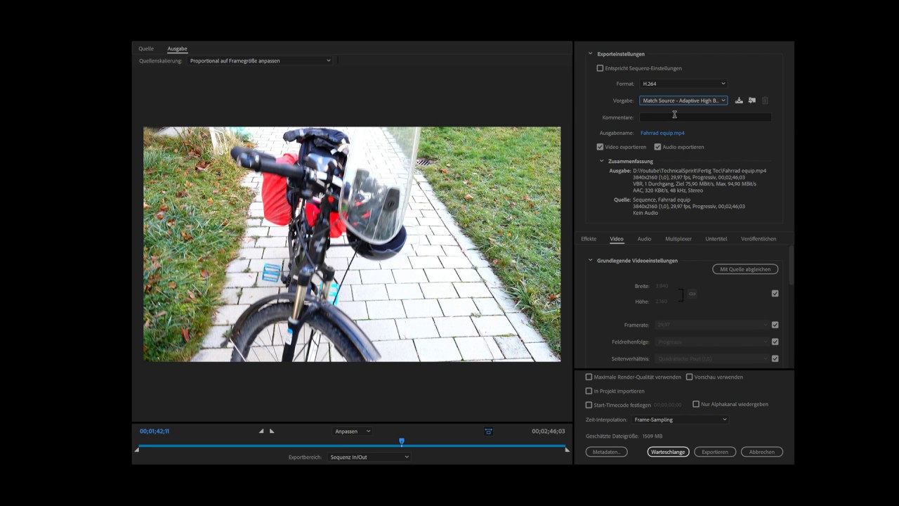 Rendern optimieren, nur einmal und direkt YouTube gerecht, spart euch die Zeit!